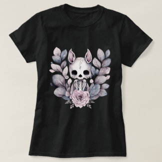Florales Skelett-Häschen Pastell-Gothic T-Shirt