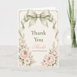 Florales Smaragdgrün Coquette-Schleife Sweet Sixte Dankeskarte