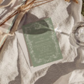 Florales Smaragdgrün-Monogramm Boho All-in-One-Hoc Einladung