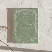 Florales Smaragdgrün-Monogramm-Foto-QR-Code-Hochze Einladung
