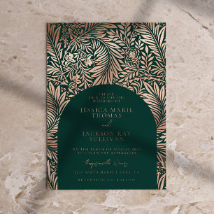 Florales Smaragdgrün und Roségold Hochzeit Folieneinladung
