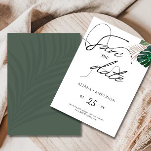 Florales Smaragdgrün und Weiß Modernes Save-The-Da Save The Date