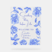 Florales Something Blue Brautparty Willkommen Acrylschild (Vorderseite)
