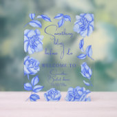 Florales Something Blue Brautparty Willkommen Acrylschild (Neutral)