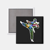 Florales Taekwondo Karate Magnet (Vorderseite/Rückseite)