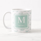 Florales Teal-Hortensien-Monogramm Kaffeetasse