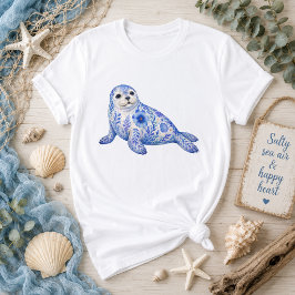 Florales Thema Seehund T-Shirt