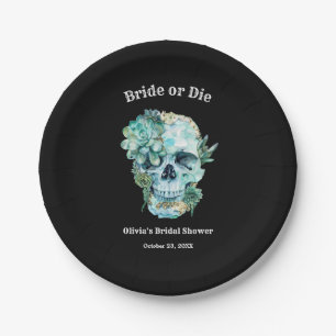 Florales Totenkopf-Braut oder stirb Halloween-Jung Pappteller