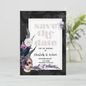 Florales Totenkopf-Halloween Save-The-Date Save The Date (Stehend Vorderseite)