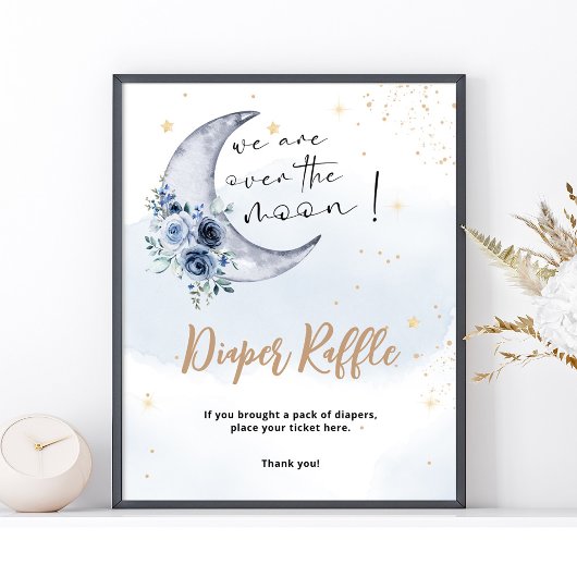 Florales Über den Mond Windel-Raffle Poster