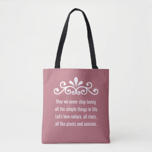 Florales Vektor, Naturliebe-Text auf Roségold Tasche