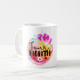 Florales Vier-Monate-altes-Baby-Meilenstein-Label Kaffeetasse