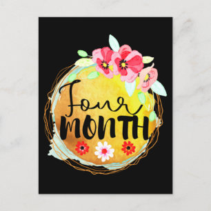 Florales Vier-Monate-altes-Baby-Meilenstein-Label Postkarte