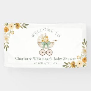 Florales Wagen-Willkommensbanner Salbeigrün Banner