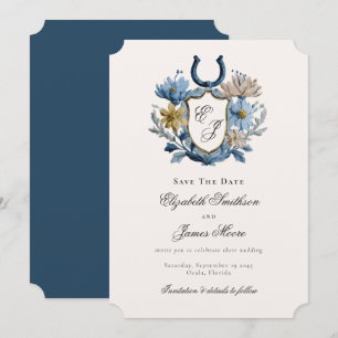 Florales Wappen Equestrian-Hufeisen-Monogramm Save The Date