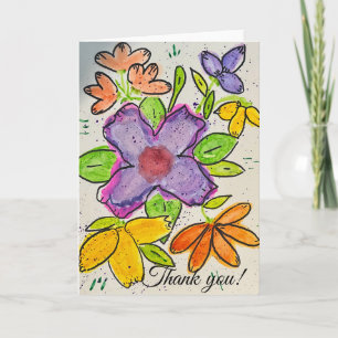 Florales Wasserfarben-Dankeschön Karte