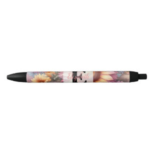 Florales Wasserfarben-Monogramm rosa gelbe Sonnenb Kugelschreiber