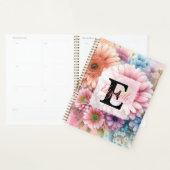 Florales Wasserfarben-Monogramm rosa Gerbera-Daisi Planer (Anzeige)
