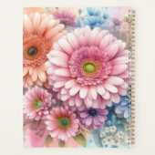 Florales Wasserfarben-Monogramm rosa Gerbera-Daisi Planer (Rückseite)