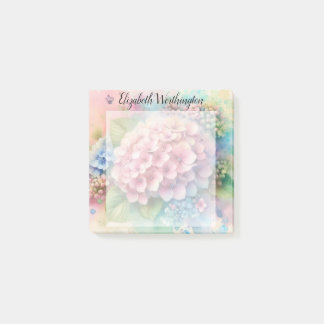 Florales Wasserfarben-Monogramm rosa Hortensie Post-it Klebezettel