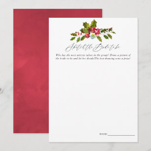 Florales Weihnachts-Braut-Party-Spiel mit Stechpal Einladung