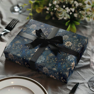 Florales Weihnachtsgeschenk in Mitternachtsblau un Geschenkpapier Set