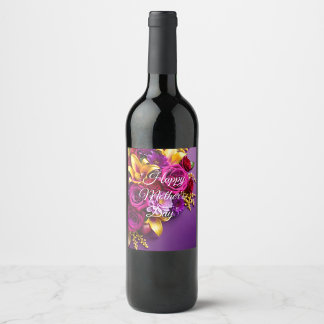 Florales Weinlabel zum Muttertag  Weinetikett