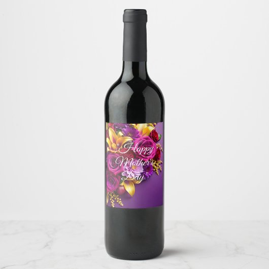 Florales Weinlabel zum Muttertag  Weinetikett