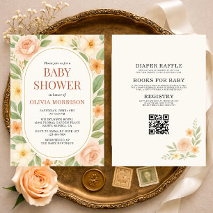 Florales Wildblumen Alles in Einem QR-Code Baby Sh Einladung