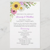 Florales Wildblumen-Sonnenblumen-Hochzeitsprogramm (Vorderseite)