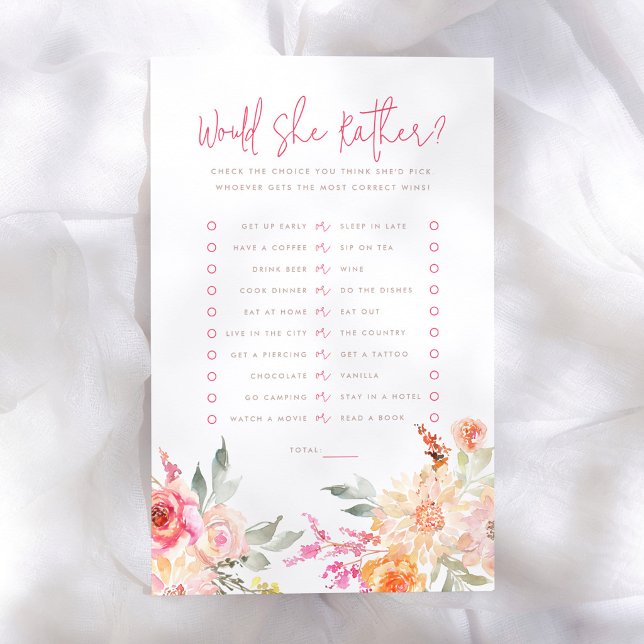Florales 'Would She Rather' Brautparty-Spiel (Von Creator hochgeladen)
