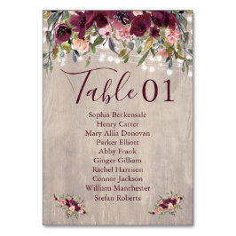 Floralfarben aus Holz mit hellen Linien Tischnummer