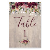 Floralfarben aus Holz mit hellen Linien Tischnummer (Vorderseite)