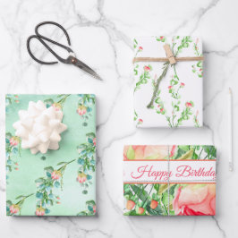 Floralfarben und Foliage Geschenkpapier Set