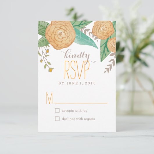 Floralfarbene Hochzeitstipps / RSVP-Karten RSVP Karte (Stehend Vorderseite)
