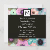 FLORALISCHES ABSCHLUSS-FOTO-VORLAGENMONOGRAMM EINLADUNG (Rückseite)