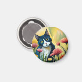 FLoralkatze Magnet (Vorderseite/Rückseite)