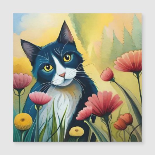 FLoralkatze Magneteinladung (Vorderseite)