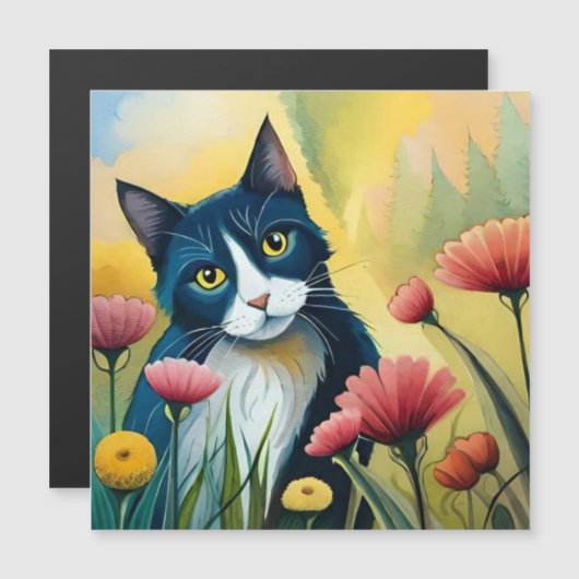 FLoralkatze Magnetkarte (Vorne/Hinten)