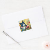 FLoralkatze Quadratischer Aufkleber (Umschlag)