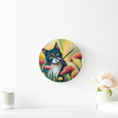 FLoralkatze Runde Wanduhr (Zuhause)
