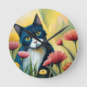 FLoralkatze Runde Wanduhr