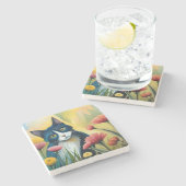 FLoralkatze Steinuntersetzer (Seitenansicht)