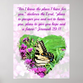 FLORALLE UND BUTTERFLY JEREMIAH 29:11 VERSE POSTER