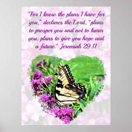 FLORALLE UND BUTTERFLY JEREMIAH 29:11 VERSE POSTER (Vorne)