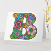 FloralLetter B Grußkarte - von der Original-Kunst Karte (Gelbe Blume)