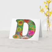 FloralLetter D Grußkarte - von der Original-Kunst Karte (Gelbe Blume)