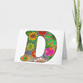 FloralLetter D Grußkarte - von der Original-Kunst Karte