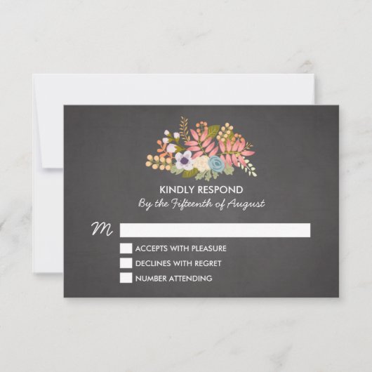 FLORALLKALKBOARD | WEDD-RSVP-EINSTELLUNG RSVP KARTE (Vorderseite)