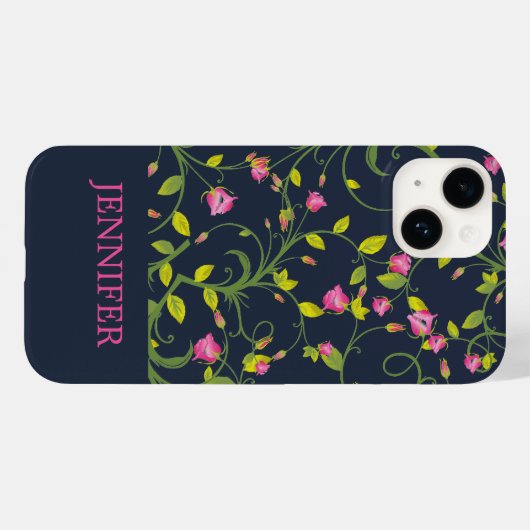 FLORALPINK ROSE VINE NAVY PERSONALISIERT Case-Mate iPhone HÜLLE (Rückseite (Horizontal))